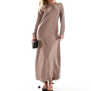 ASOS design satin based maxi dress with button detail